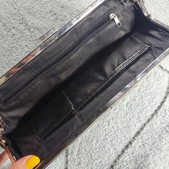 Vintage Black Pleather Evening Purse Shoulder Bag - Picture 6 of 6